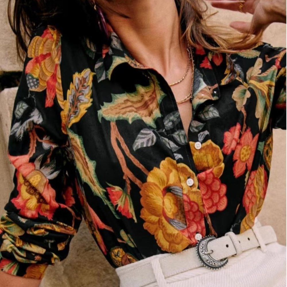 Sezane Pierro Shirt - Retro Flowers (US Size 6)